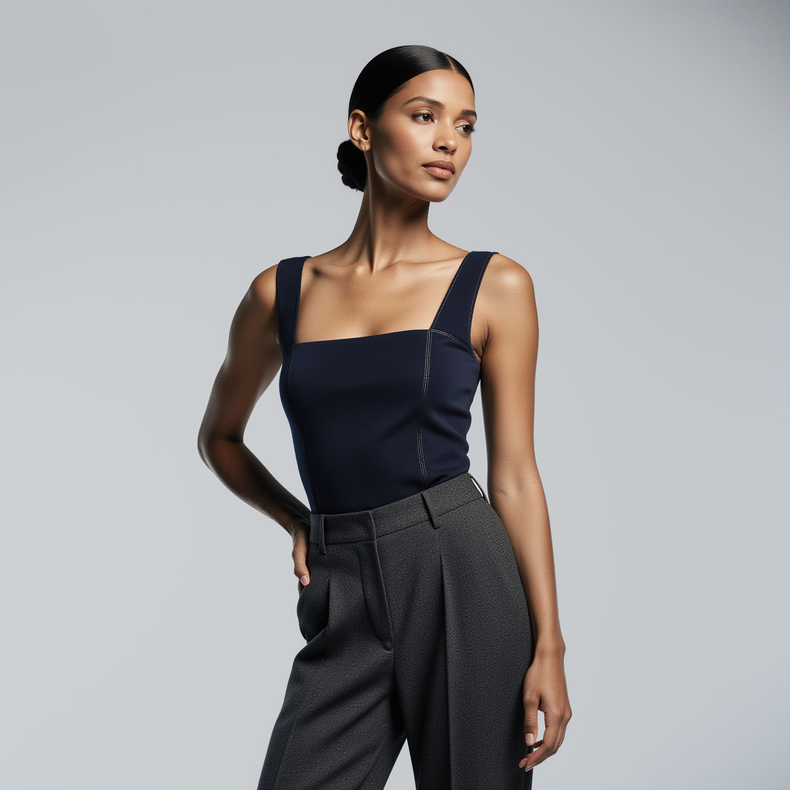 Luxury women’s tailored outfit professionally cleaned by Sudsies Dry Cleaning near Golden Beach