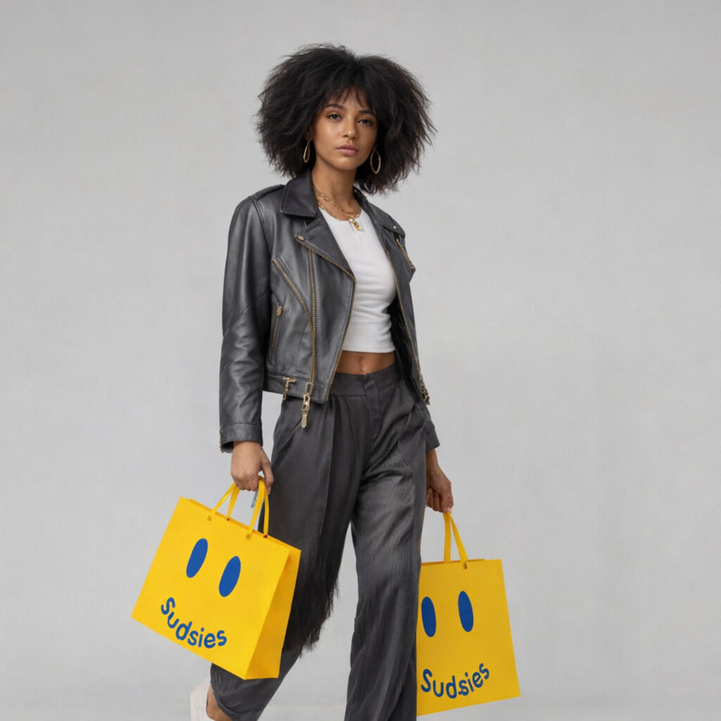 Guest holding Sudsies Dry Cleaning bags after professional garment care