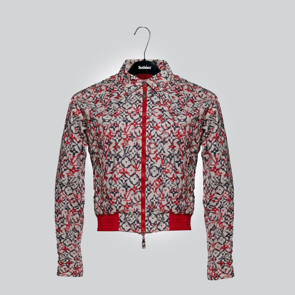 Louis Vuitton designer windbreaker professionally cleaned by Sudsies Dry Cleaning