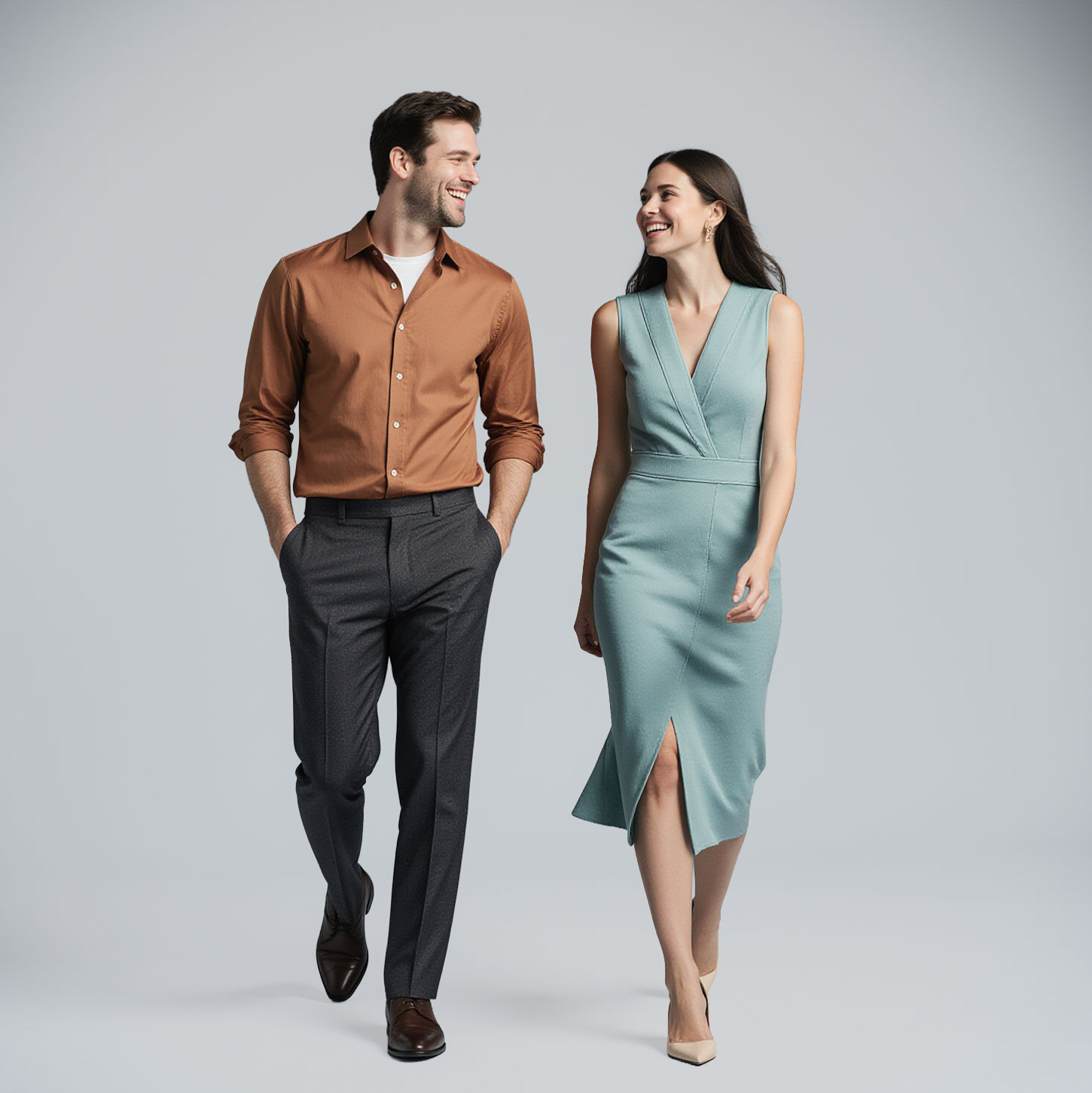 Well-dressed couple in designer clothing cared for by Sudsies Dry Cleaning in Pinecrest