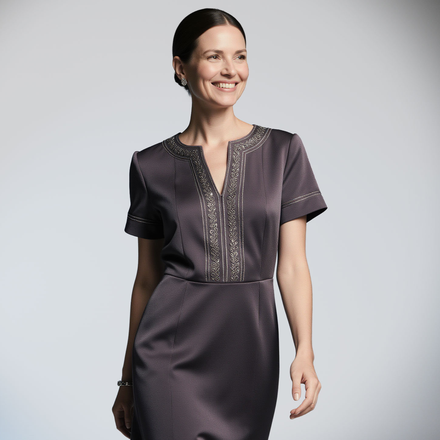 Elegant designer dress cared for by Sudsies Dry Cleaning with expert couture garment care